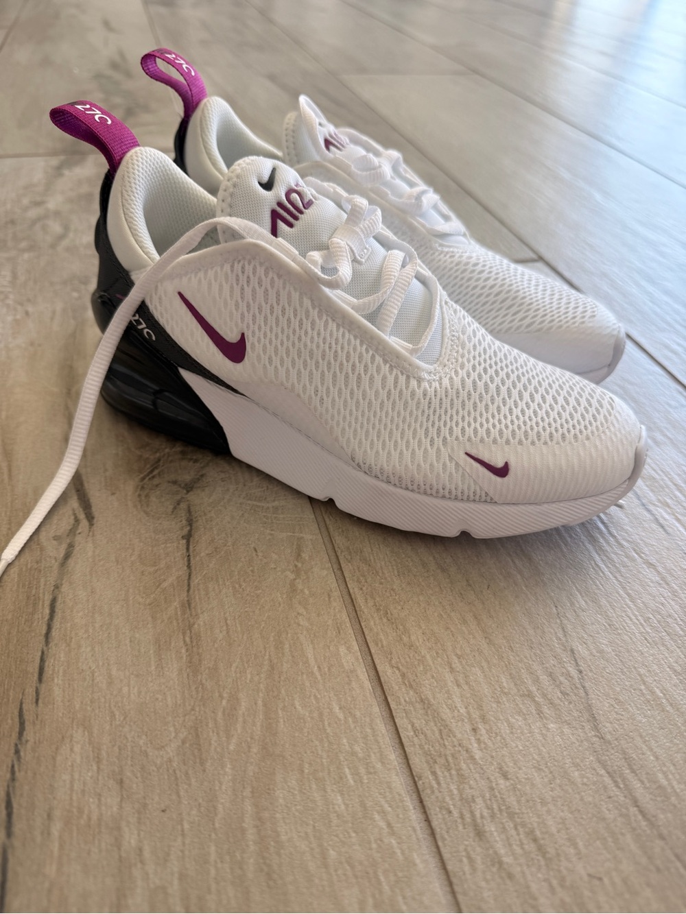 Nike White Sneakers with Purple Accents